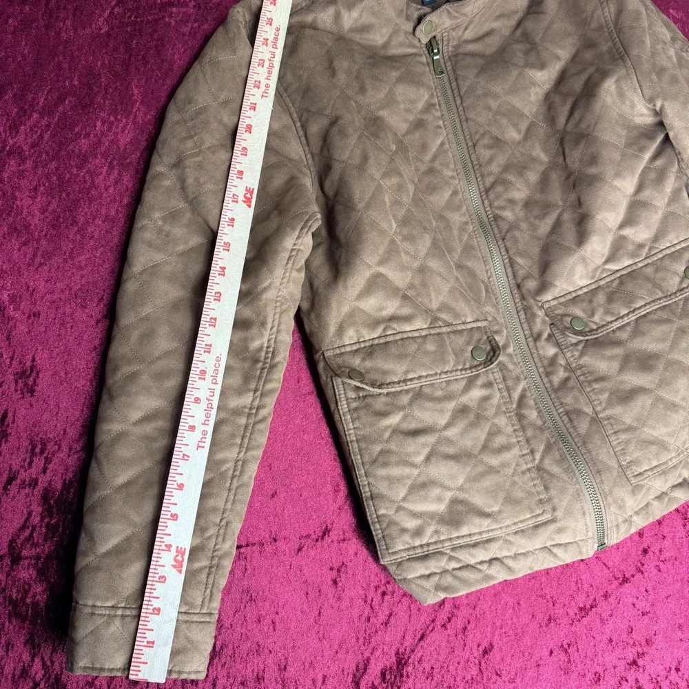 Banana‎ Republic Quilted Jacket Mens Medium Beige Lightweight Long Sleeve Zip-Up